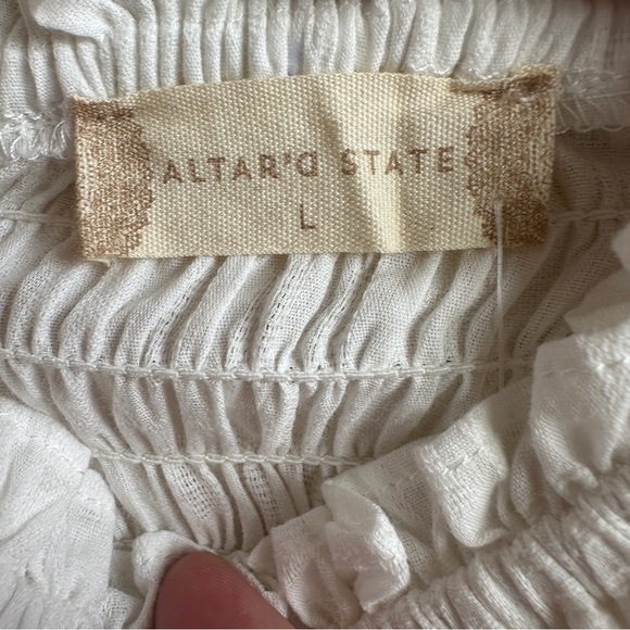 NWT Altar’d State Camilla Smocked White Mini Dress Sz Large - Picture 5 of 9